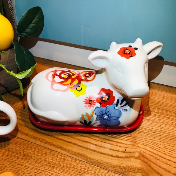 Pioneer Woman Flea Market Cow butter dish polka - Picture 3 of 6